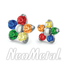 Load image into Gallery viewer, Threadless Flower Gem Ends - Titanium