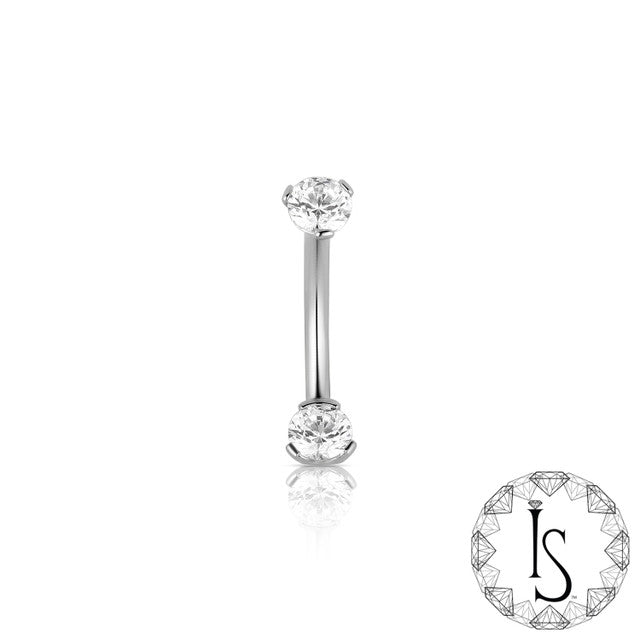 Prong-Set 4mm/4mm Gemmed Navel Curve  - Implant Grade Titanium