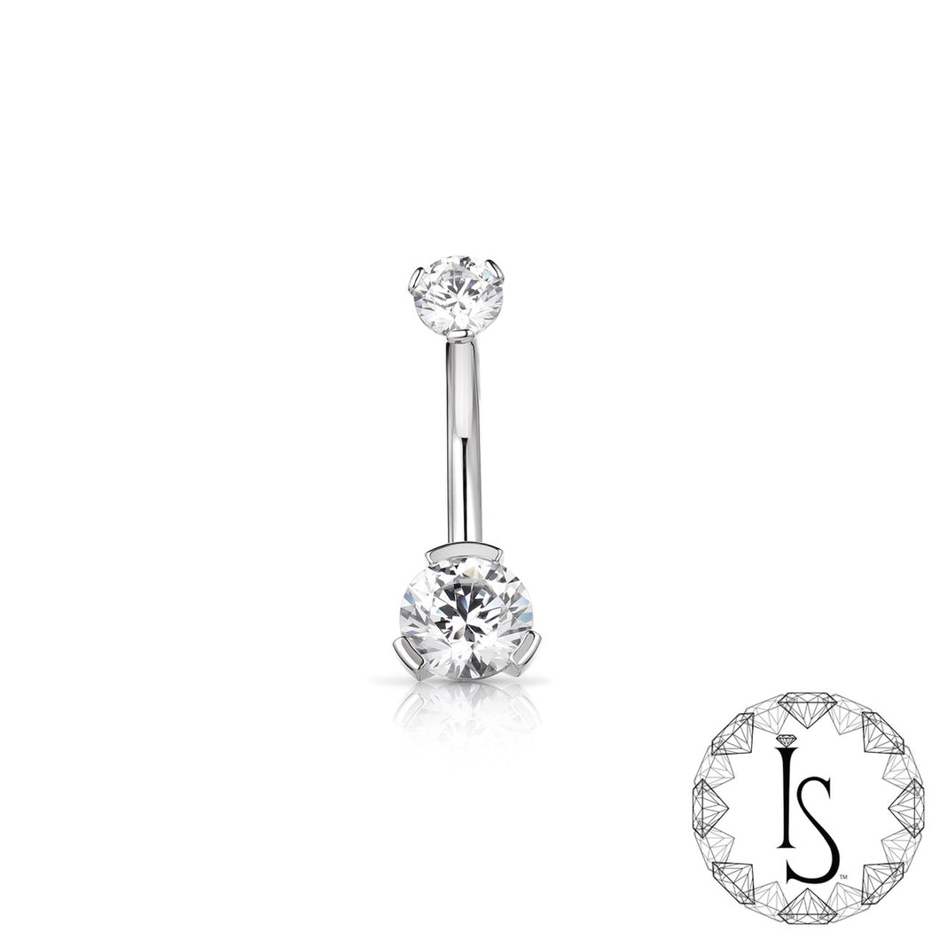 Prong-Set 6mm/4mm Gemmed Navel Curve  - Implant Grade Titanium