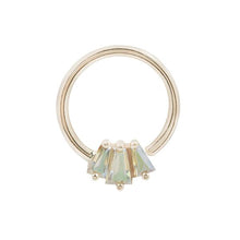 Load image into Gallery viewer, Gemma Trio - Mercury Mist Topaz &amp; 14k Gold Seam Ring - Buddha
