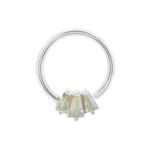 Load image into Gallery viewer, Gemma Trio - Mercury Mist Topaz &amp; 14k Gold Seam Ring - Buddha
