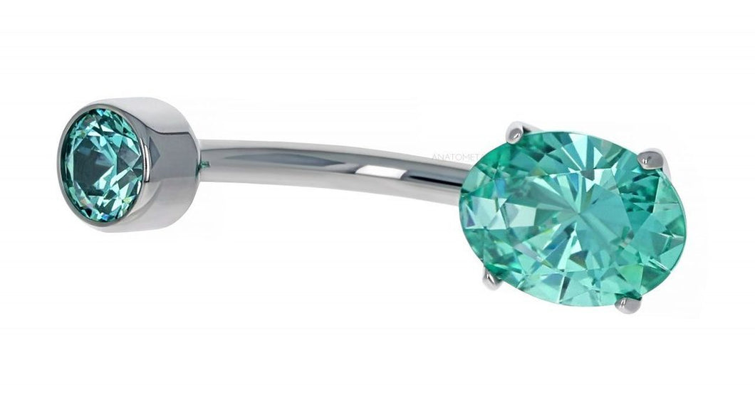 Oval Gem Navel Curve - Implant-Grade Titanium