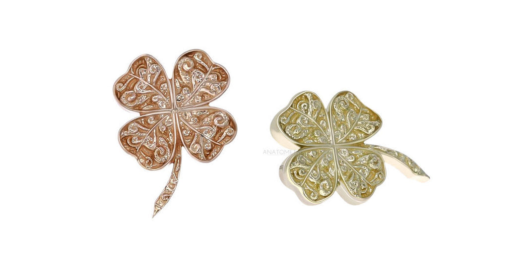 Gold Shamrock - 18k Threadless End