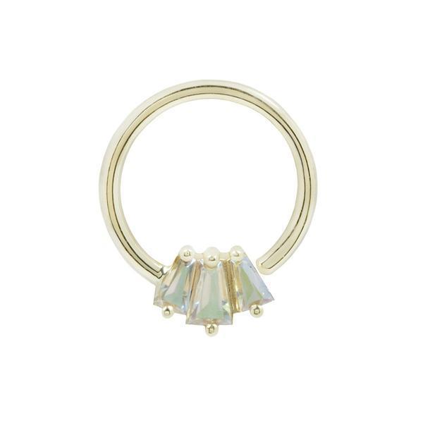 Gemma Trio - Mercury Mist Topaz & 14k Gold Seam Ring - Buddha