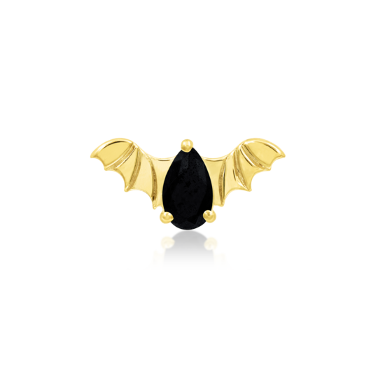 Bat w/ Black CZ - 14k Threadless End