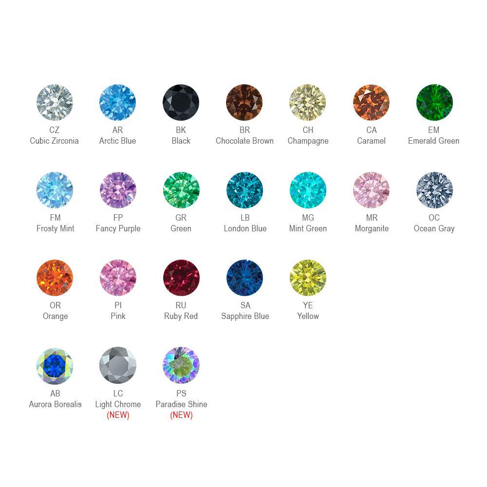 Threadless Faceted Side Gem, 12g, 4mm