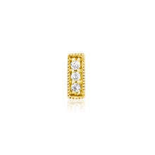 Load image into Gallery viewer, Gold Milgrain Bar w/ 3 CZs - 14k Threadless End
